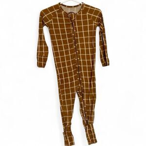 Brixton Phoenix Bamboo Zippy Romper 12-18 Months Checker Beige Brown Neutral